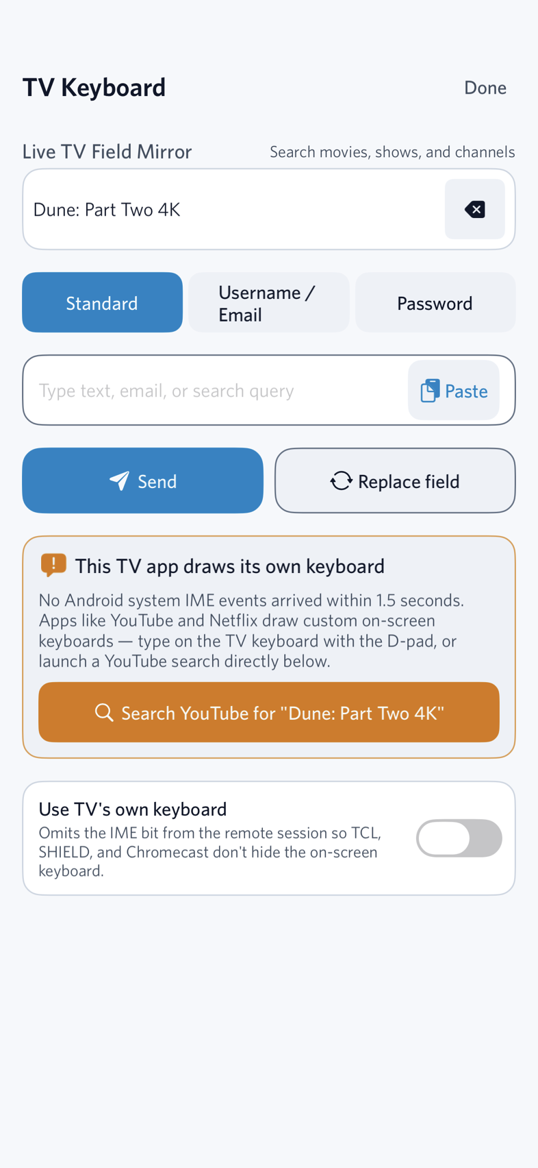 Live keyboard and Password AutoFill screenshot